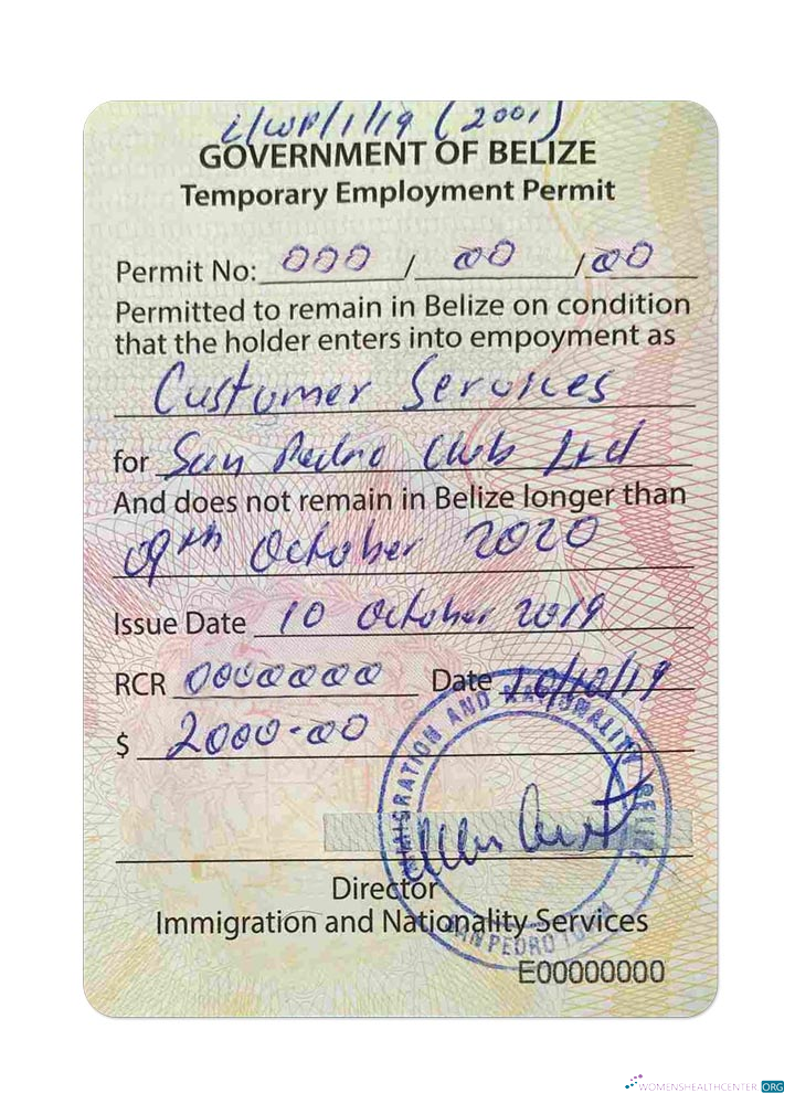 Download BELIZE work visa Photoshop template